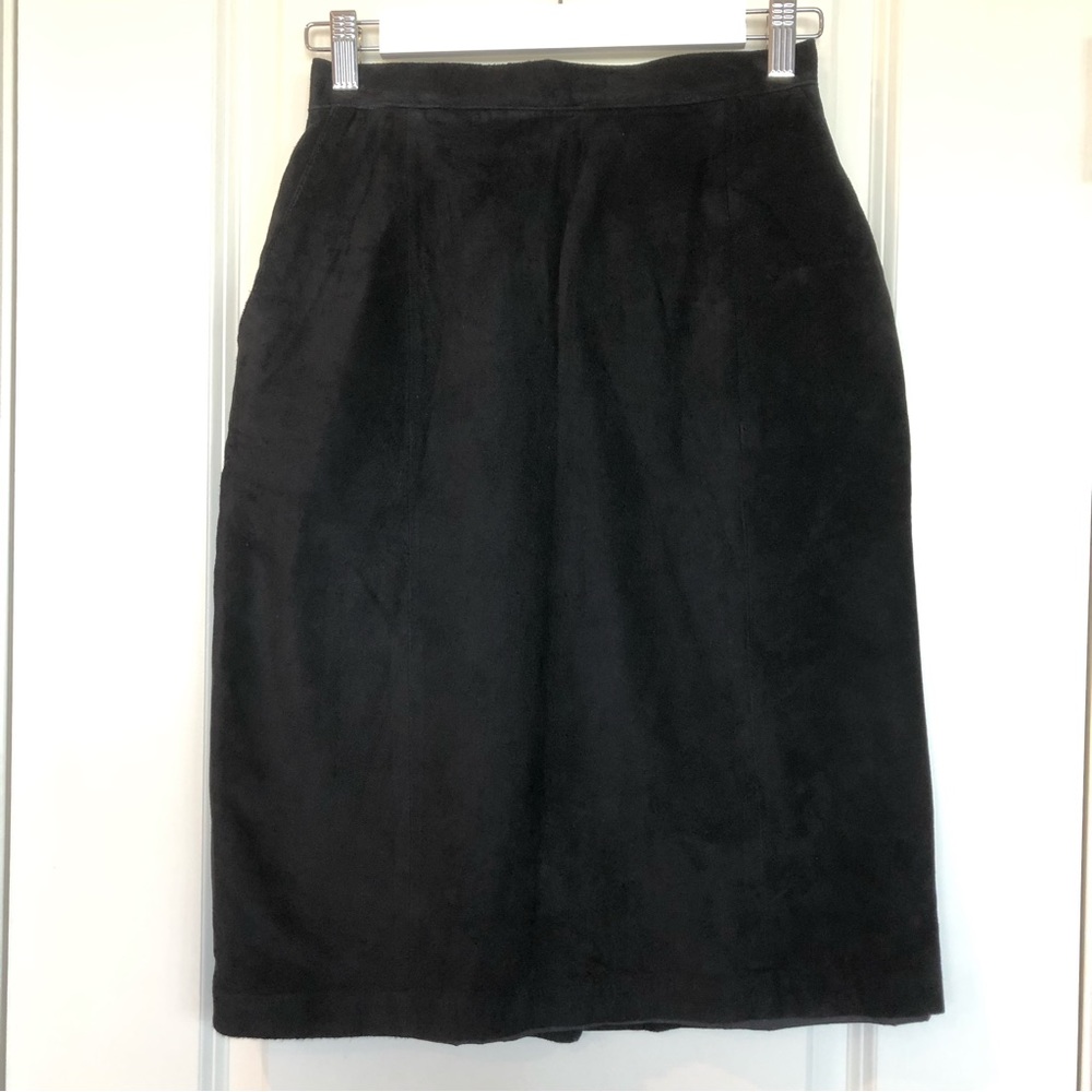 Vintage Wilson’s Leather Suede Pencil Skirt Black Small Size 8